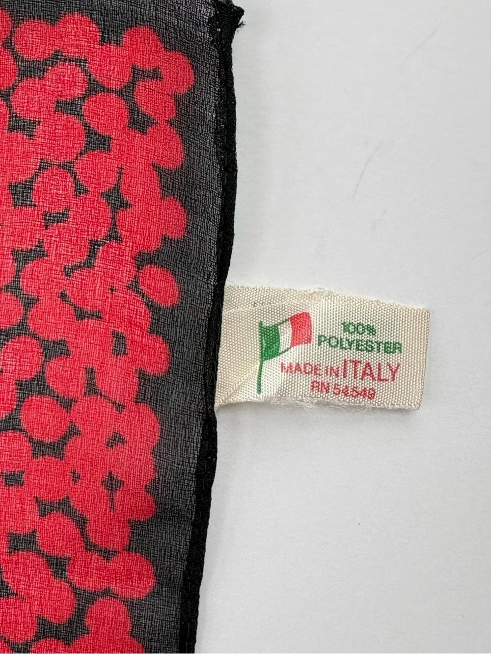 Vintage Made in Italy Abstract Geometric Square Scarf 26x26 Red Black Teal